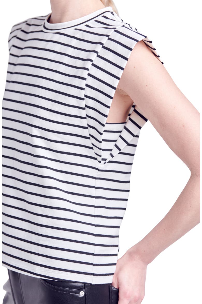 Stripe Extended Shoulder T-Shirt, Alternate, color, WHITE/ BLACK