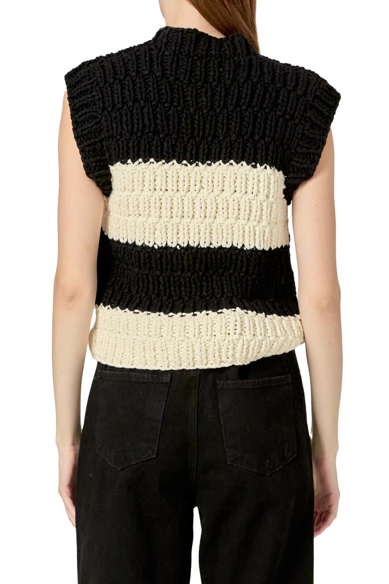 Chunky Stripe Sweater Vest, Alternate, color, BLACK/ IVORY