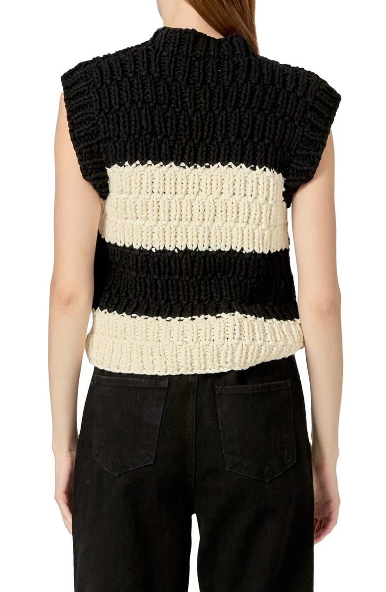 English Factory Chunky Stripe Sweater Vest, Alternate, color, Black/ Ivory