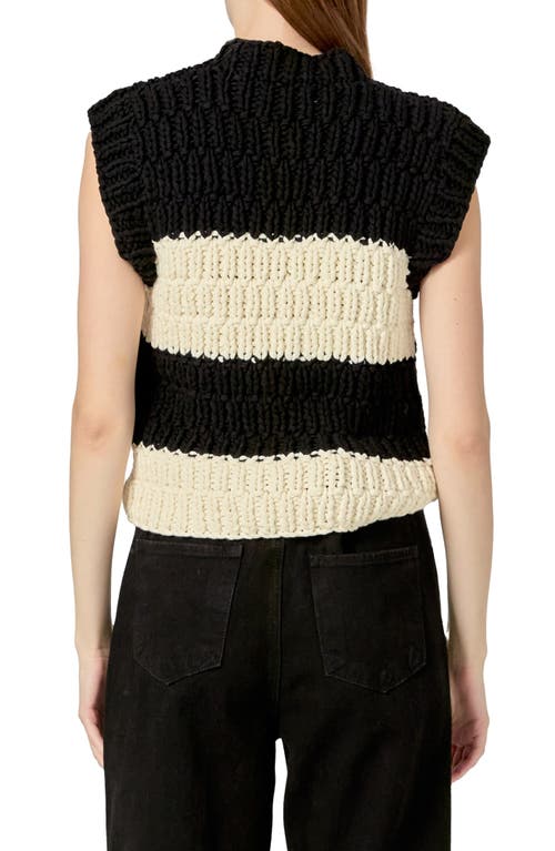 English Factory Chunky Stripe Sweater Vest In Black/ivory