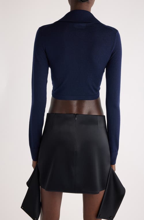 Courrèges Twist Crop Virgin Wool Polo Sweater In Abyss