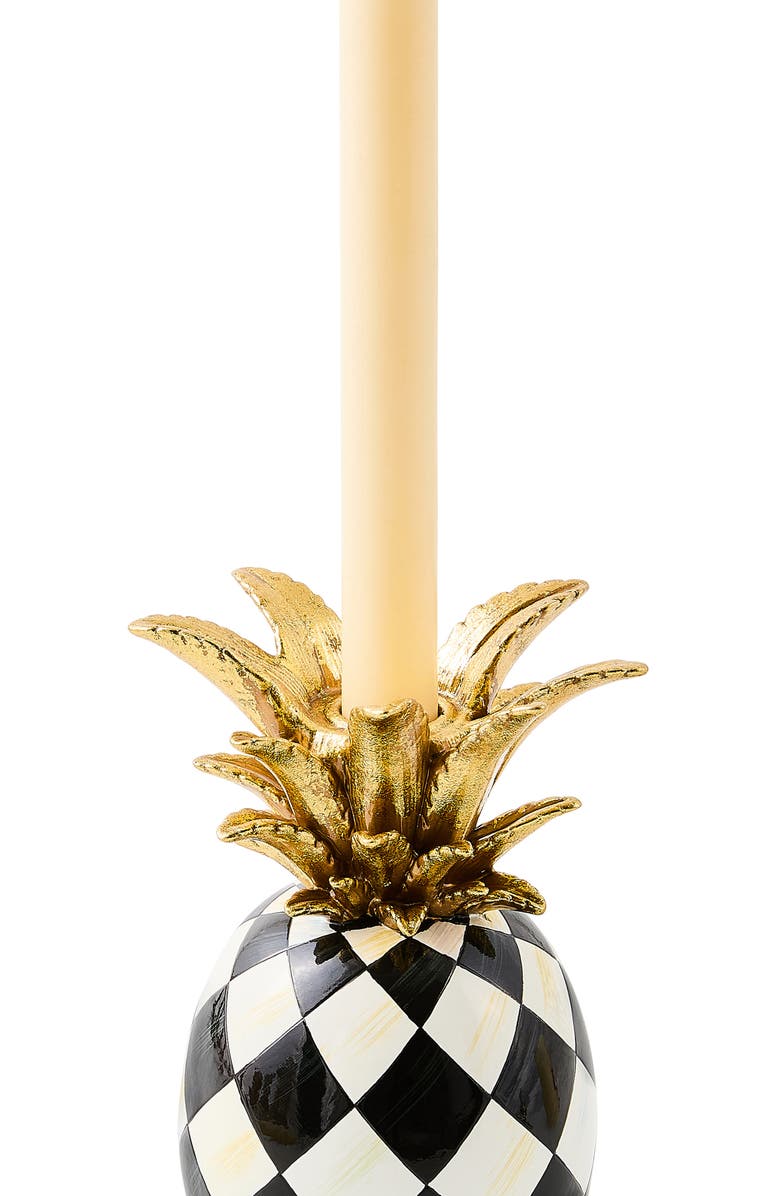 MACKENZIE CHILDS Marquee Pineapple Sculpture, Alternate, color, Black