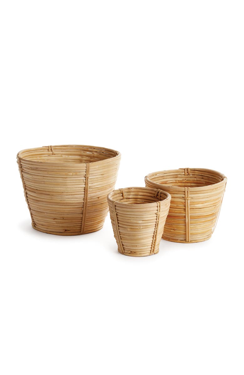 Napa Home & Garden Cane Rattan Mini Round Baskets, Set Of 3, Main, color, Beige