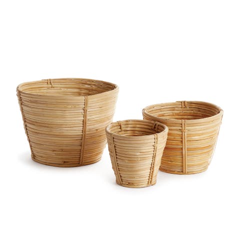 Cane Rattan Mini Round Baskets, Set Of 3