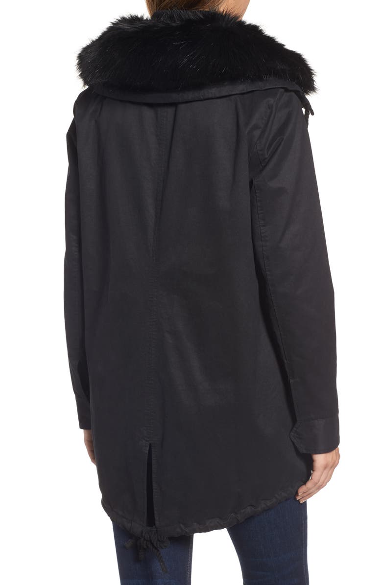 Sam Edelman Faux Fur Collar A-Line Anorak, Alternate, color, 