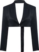 PCFG Linen Blend Crop Shiny Woven Jacket