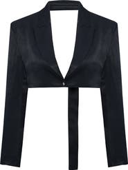 PCFG Linen Blend Crop Shiny Woven Jacket