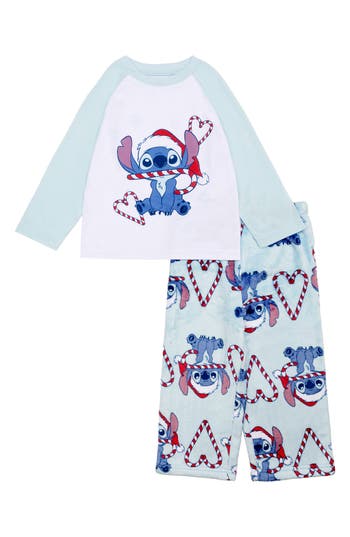 Ame Kids' X Disney® Stitch Holiday Butter Long Pajamas In Blue