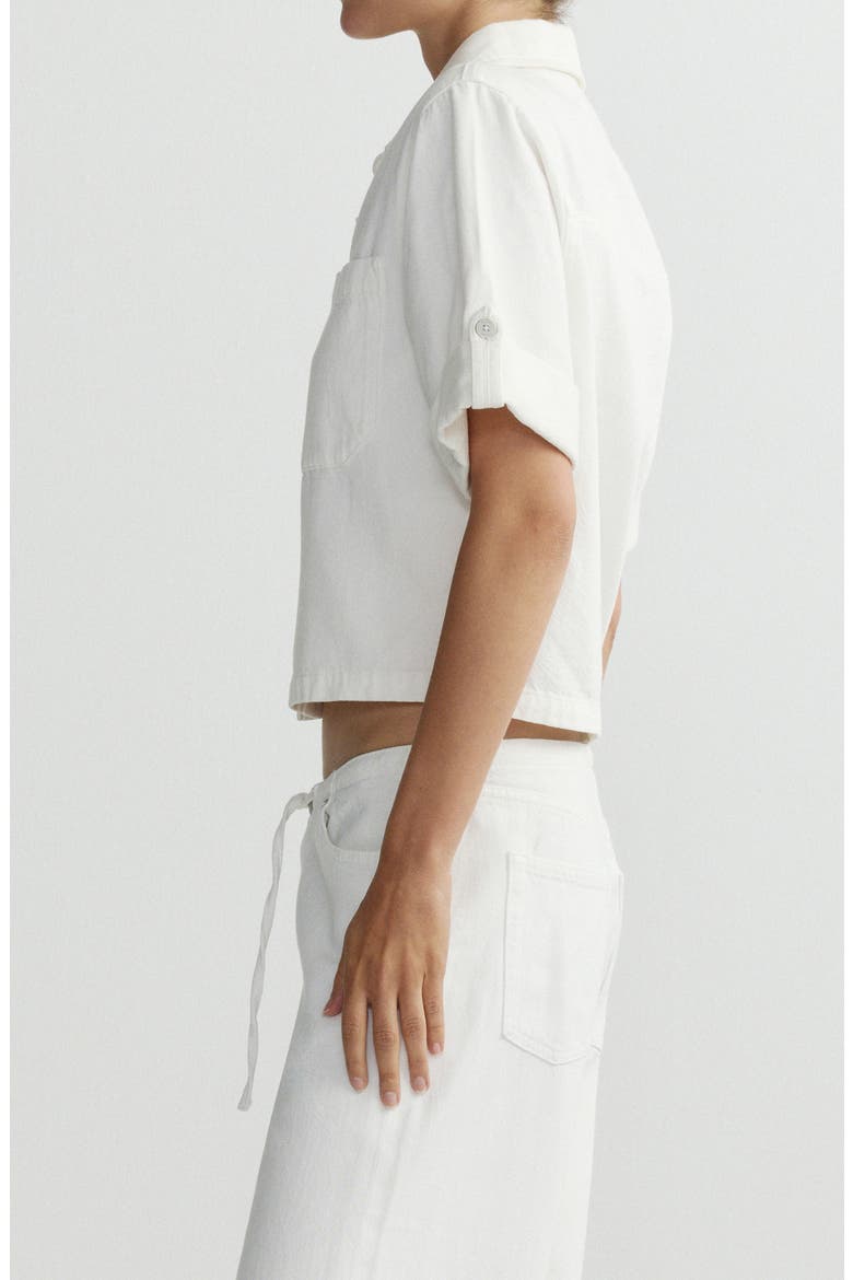 Montauk Cuff Sleeve Crop Shirt, Alternate, color, WHITE AURA