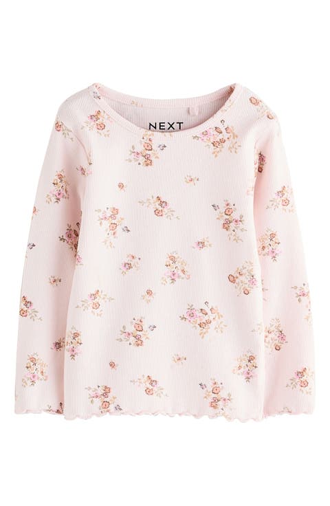 Kids' Ditsy Rib Long Sleeve Top (Little Kid)