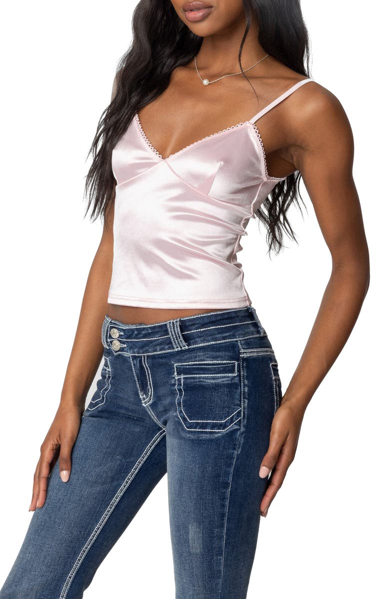 EDIKTED Amelie Stretch Satin Camisole, Alternate, color, Light-Pink