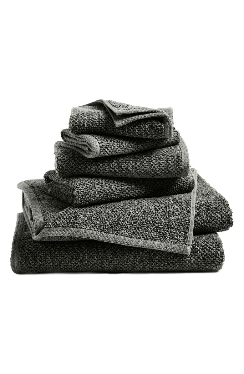 Woven & Weft Cotton 6-Piece Textured Towel Set, Main, color, Midnight