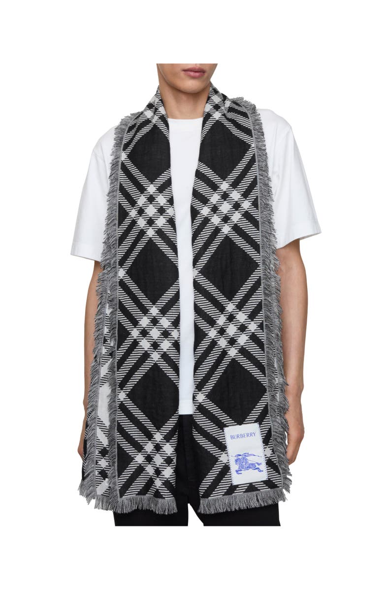 Burberry Wide Check Wool Silk Scarf, Alternate, color, Black/Calico