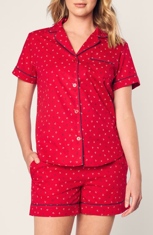 Shop Petite Plume Print Cotton Twill Short Pajamas In Red