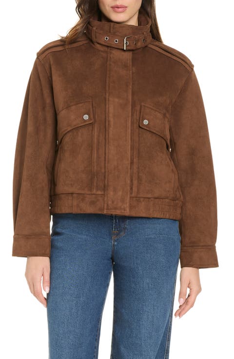 Mia Faux Suede Bomber Jacket