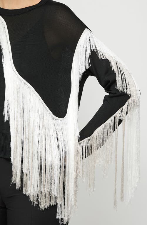 LAFAYETTE 148 LAFAYETTE 148 NEW YORK EMBROIDERED FRINGE CREWNECK SWEATER 