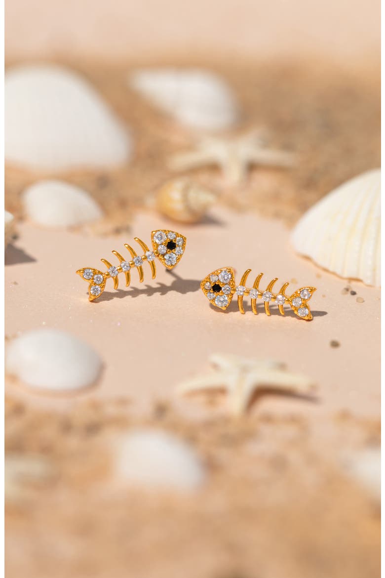 Bone to Pick Stud Earrings, Alternate, color, GOLD