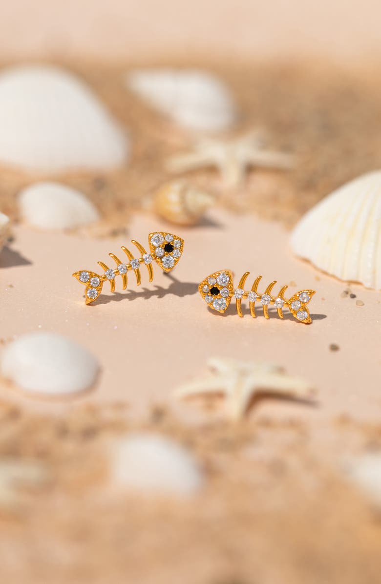 Girls Crew Bone to Pick Stud Earrings, Alternate, color, Gold