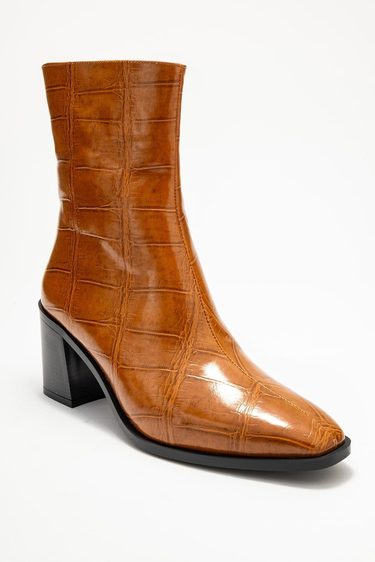  Cognac Print Faux Leather