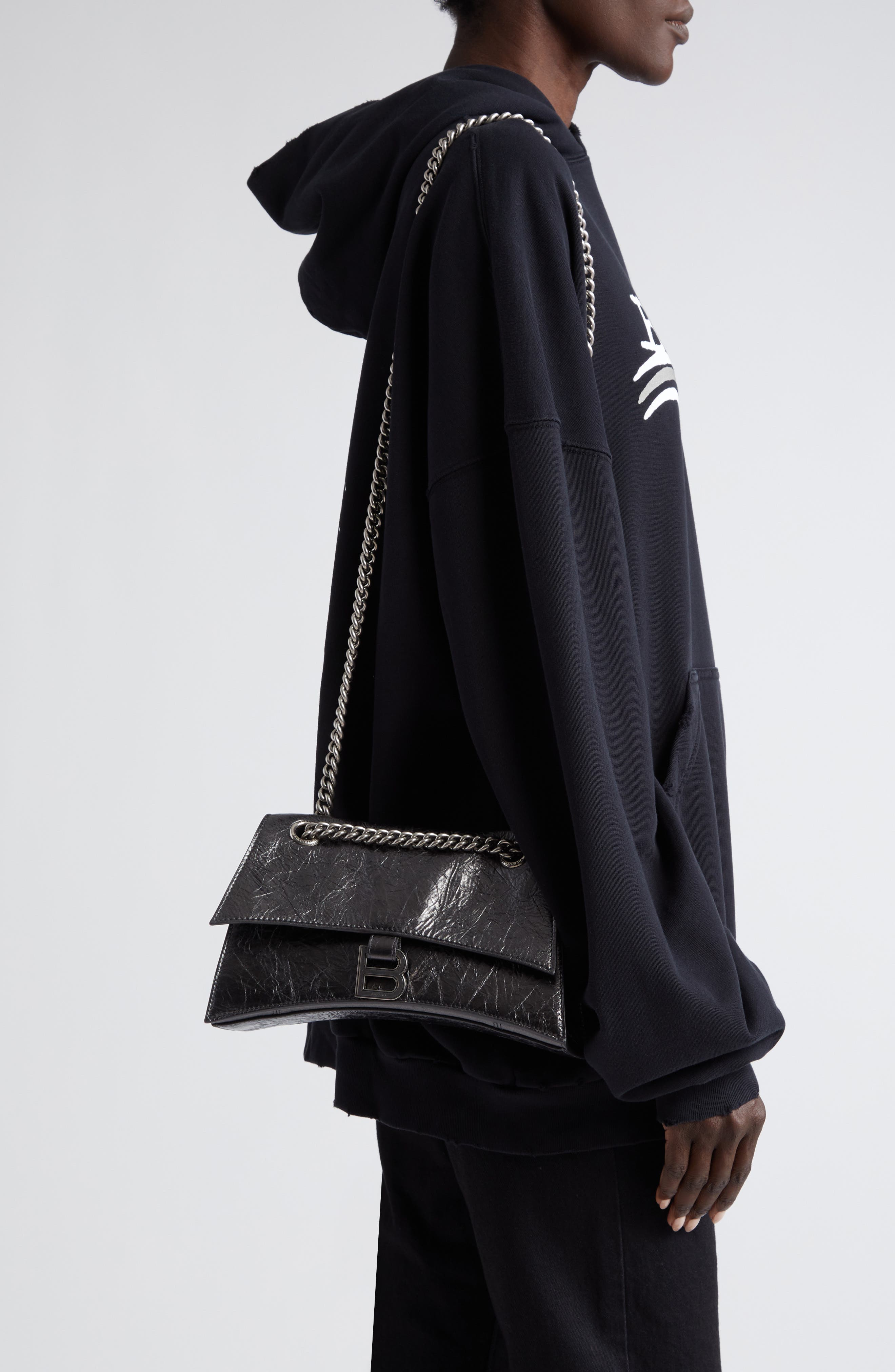 Balenciaga Small Crush Crushed Metallic Leather Shoulder Bag, Alternate, color, 