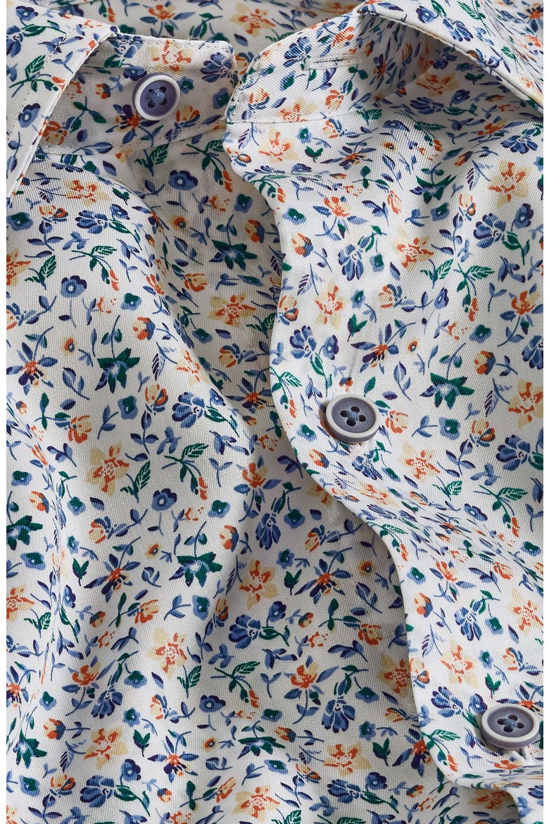 Floral Print Short Sleeve Button-Up Shirt, Alternate, color, WHITE/ MULTI