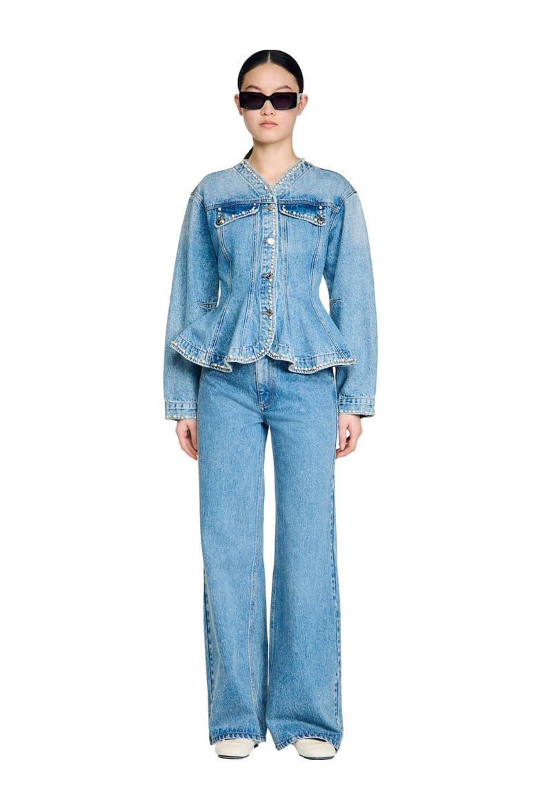 Beaded denim jacket, Alternate, color, Blue jean