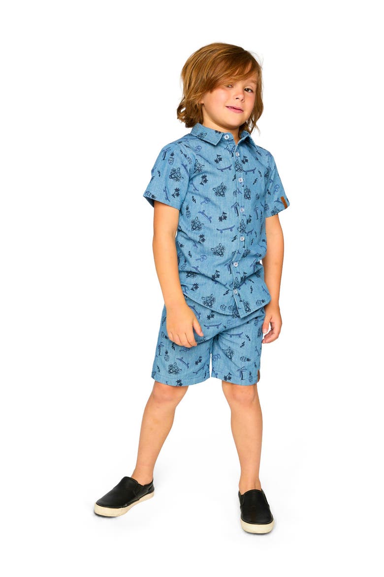 Elastic Waist Skateboards Chambray Shorts, Alternate, color, Blue Chambray Skate Boards