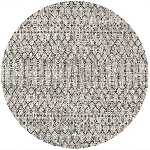Jonathan Y Ourika Moroccan Geometric Textured Weave Indoor/outdoor Area Rug In Light Gray/black