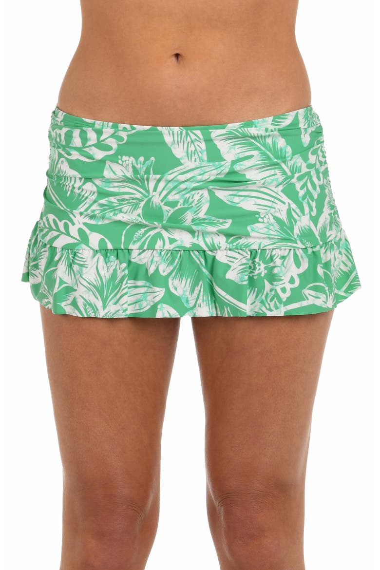 Batiki Ruffle Skirt Bikini Bottoms, Main, color, EUCALYPTUS