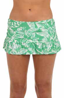 La Blanca Batiki Ruffle Skirt Bikini Bottoms