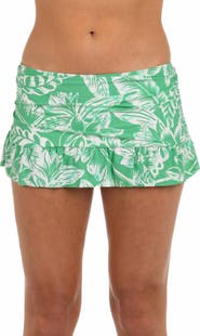 La Blanca Batiki Ruffle Skirt Bikini Bottoms