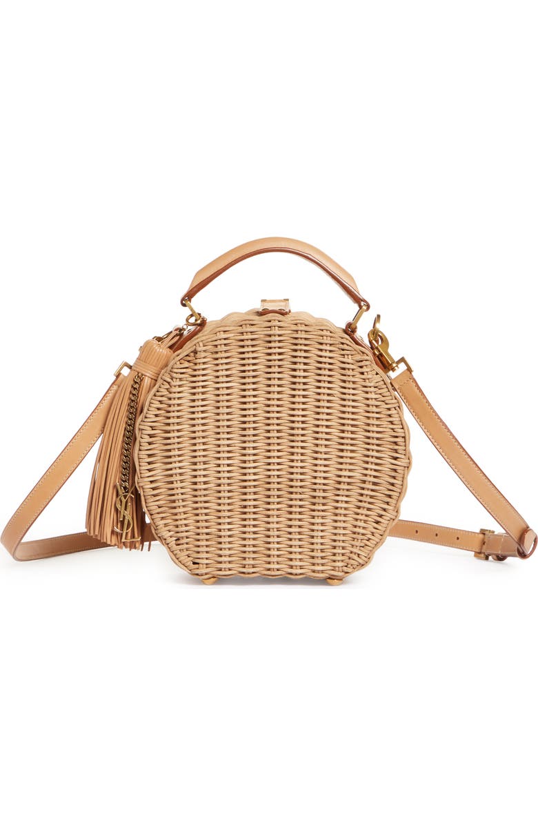Saint Laurent Small Mica Wicker Top Handle Bag, Main, color,