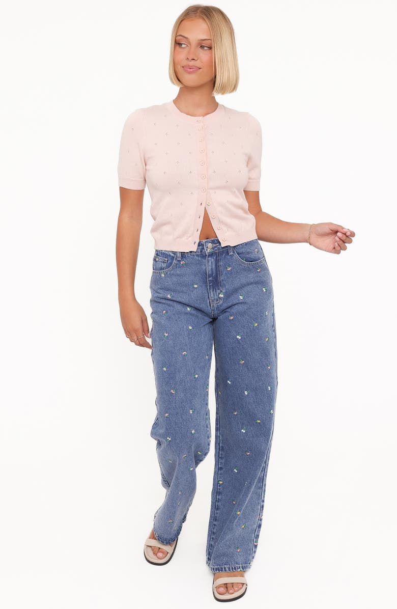 Petal & Pup Monae Pointelle Knit Button-Up Top, Alternate, color, Pink