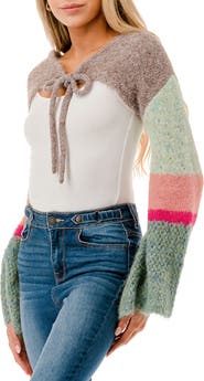 MARCUS ADLER Colorblock Crocheted Bolero
