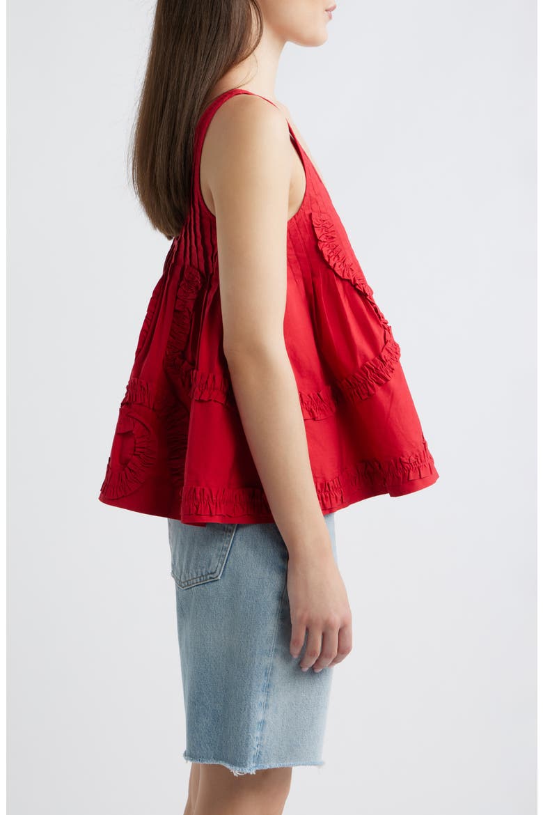 Stella Ruffle Flounce Organic Cotton Tank, Alternate, color, RED