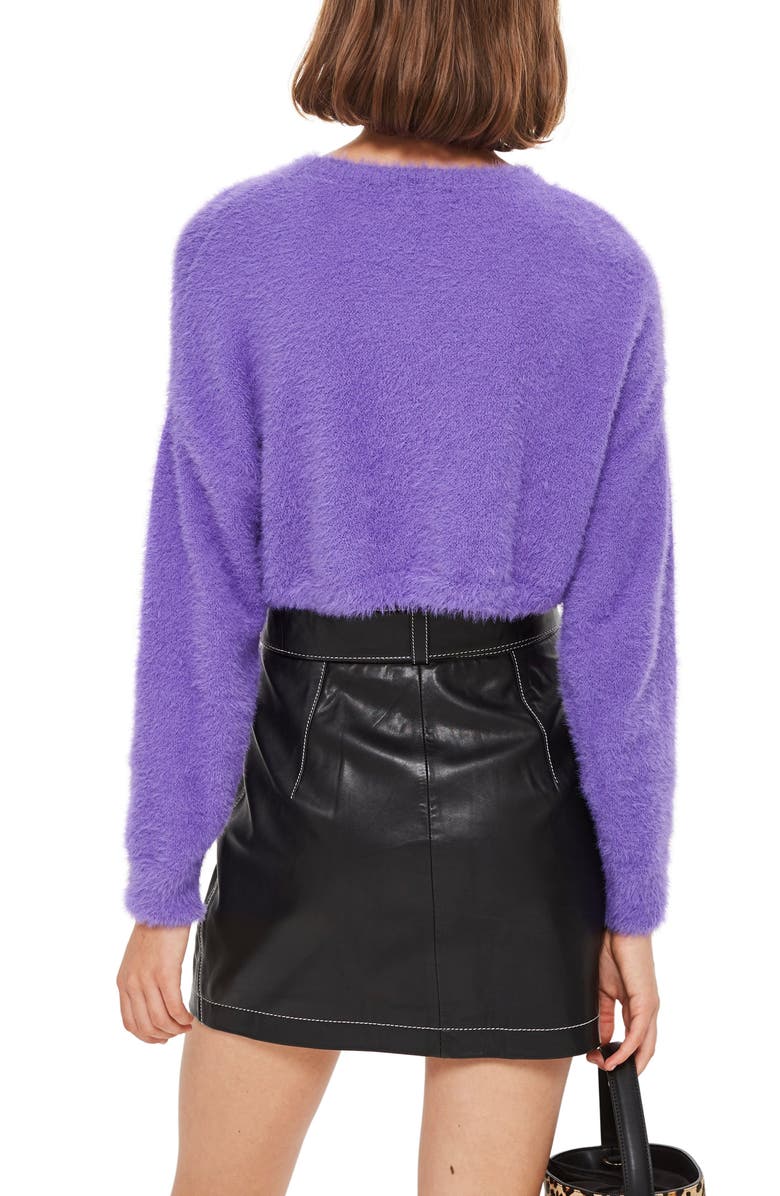 Topshop Fluffy Crop Sweater, Alternate, color, 