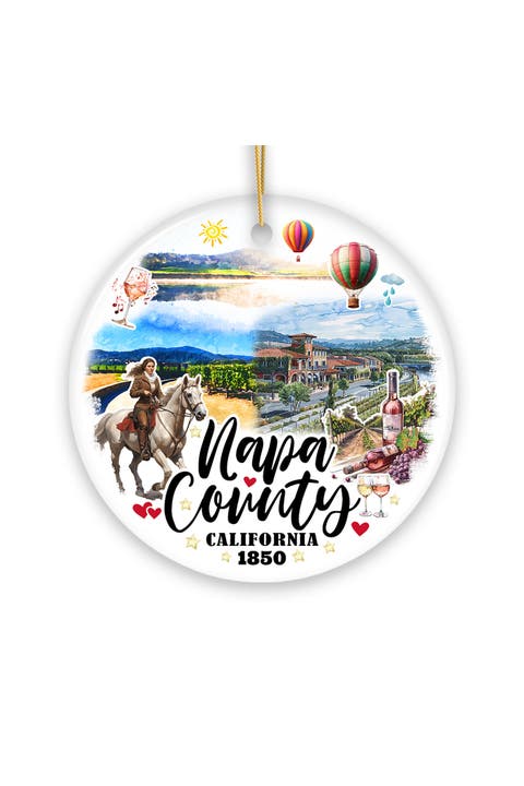 Napa County Vineyard Scenery Ceramic Ornament