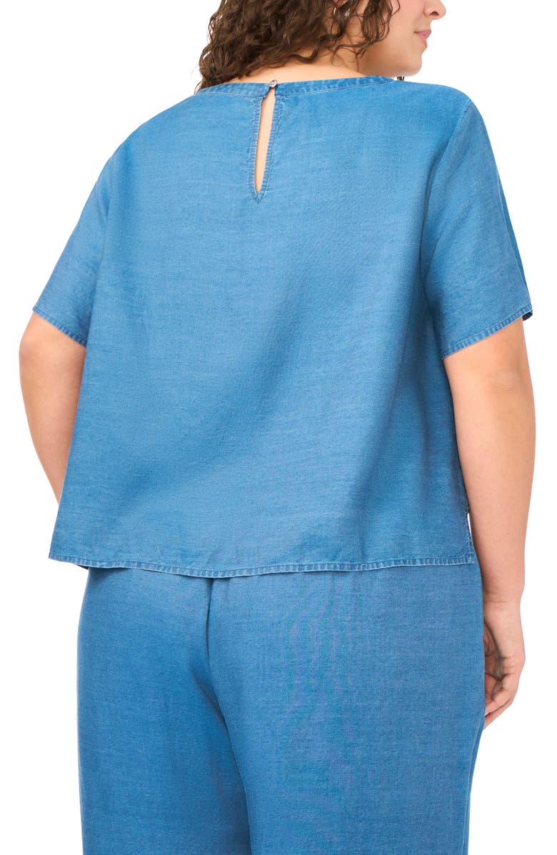 Vince Camuto Bead Detail Chambray Top, Alternate, color, Chambray Blue