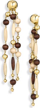 Rabanne Wooden Beaded Drop Earrings