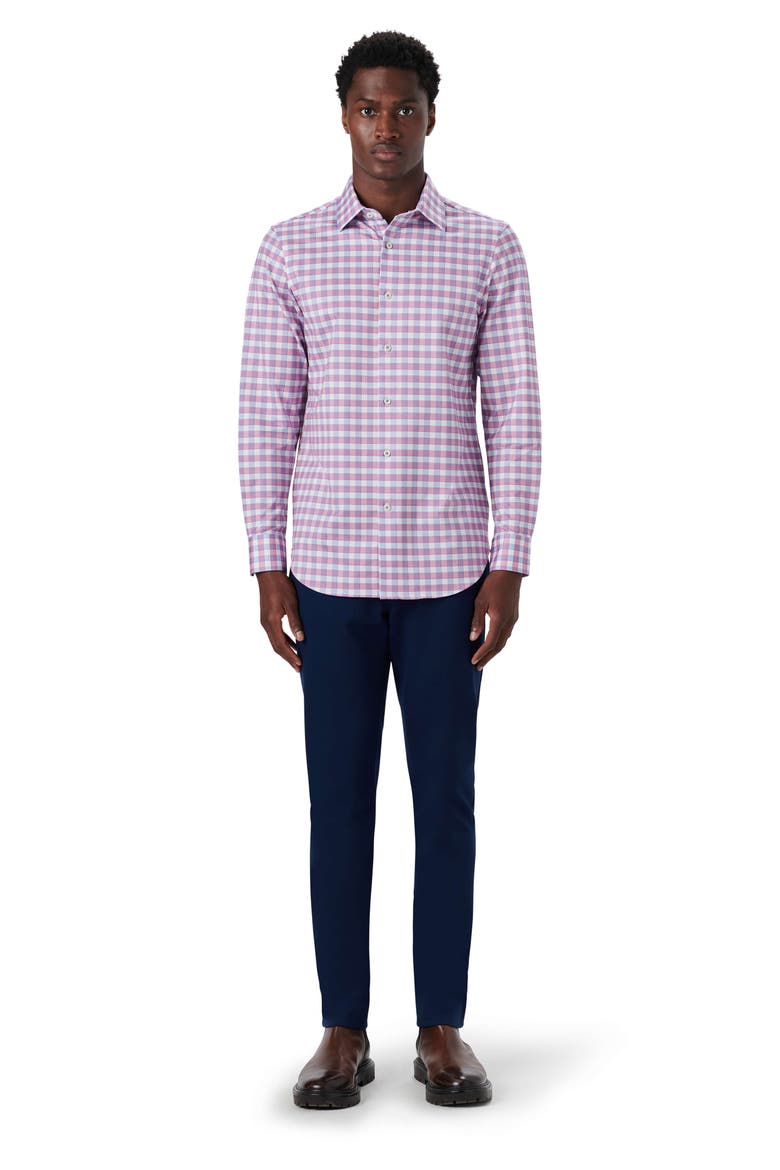 OoohCotton® Check Button-Up Shirt, Alternate, color, BERRY