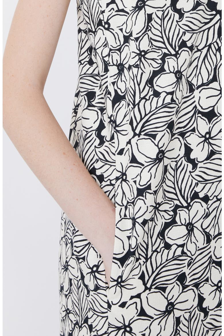 Giallo Floral Stretch Cotton Shift Dress, Alternate, color, BLACK