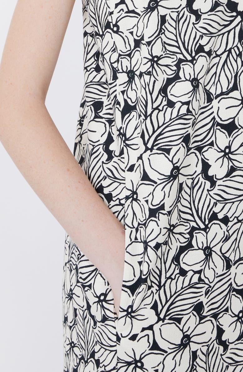 Weekend Max Mara Giallo Floral Stretch Cotton Shift Dress, Alternate, color, Black