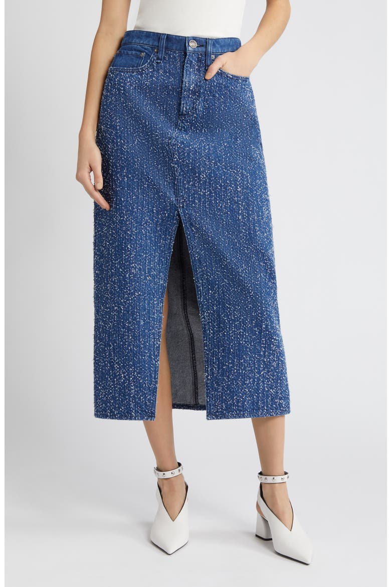 Clara Vented Denim Maxi Skirt, Main, color, MIDTWEED