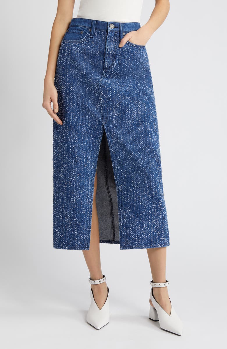 rag & bone Clara Vented Denim Maxi Skirt, Main, color,