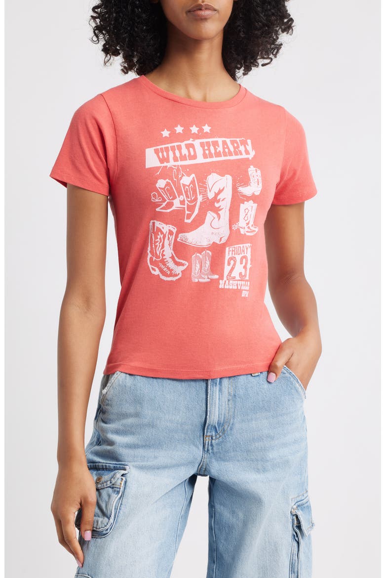 Wild Heart Cotton Graphic T-Shirt, Main, color, CRANBERRY