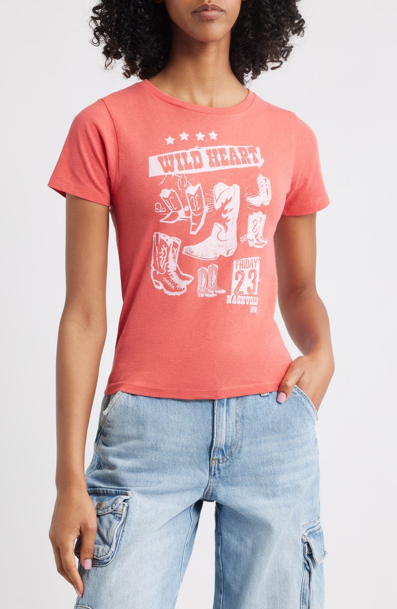 GOLDEN HOUR Wild Heart Cotton Graphic T-Shirt, Main, color, Cranberry