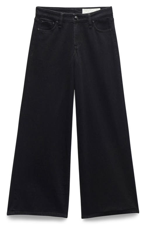 Rag & Bone Aiden High Rise Wide Leg Jeans In Black In Black