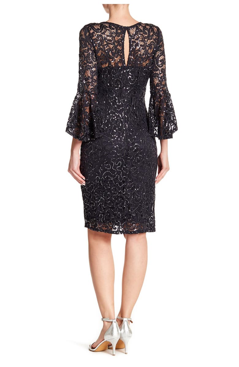 Marina Sequin Lace Bell Sleeve Sheath Dress, Main, color, 