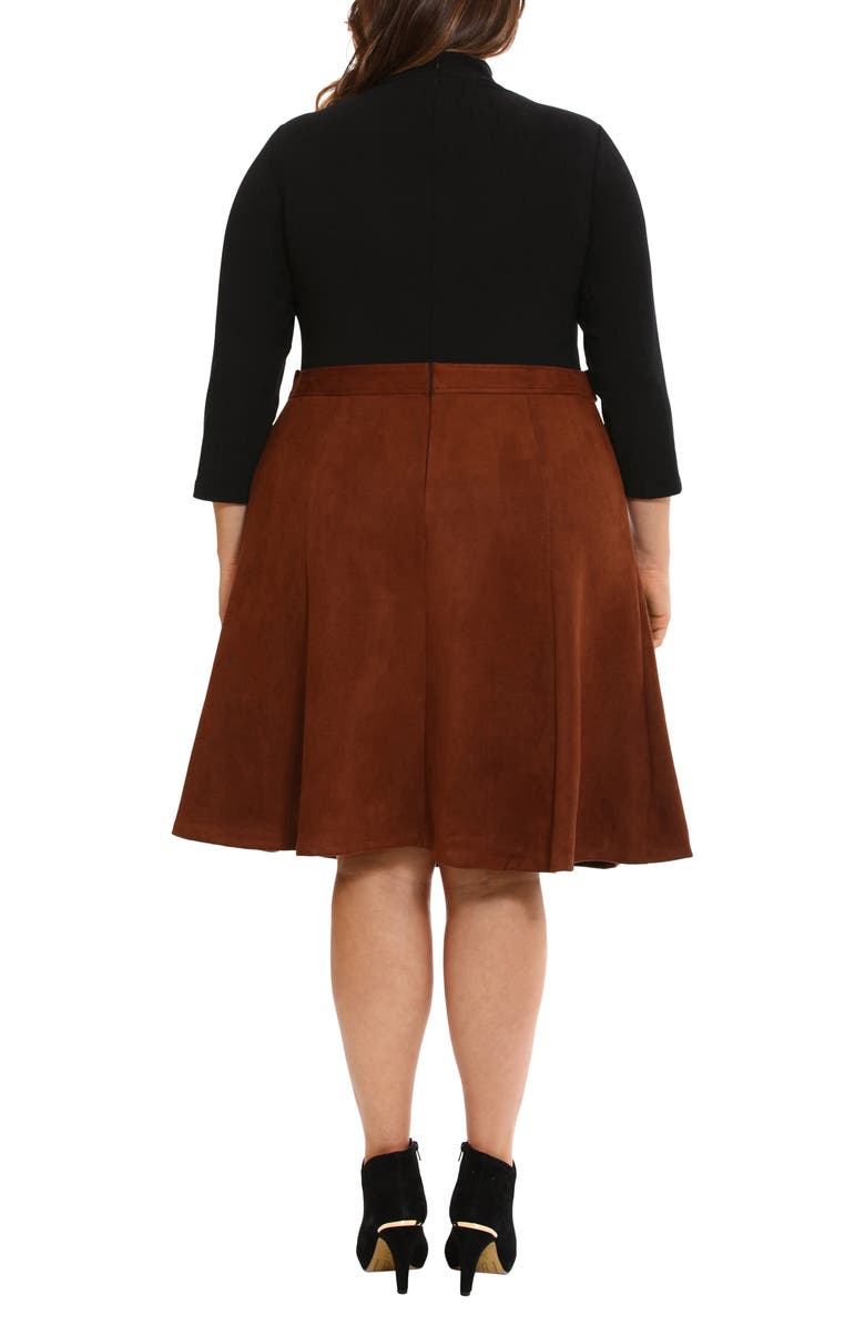 London Times Mixed Media Fit & Flare Dress, Alternate, color,