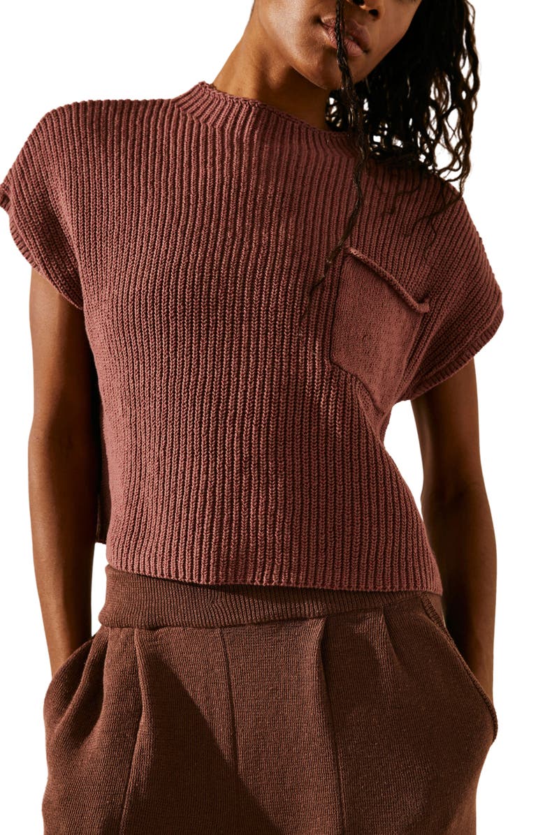 Free People Free-est Freya Short Sleeve Sweater & Pants Set, Alternate, color, Withered Rose